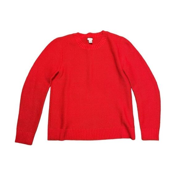 J. CREW Classic Crewneck Sweater Wool Blend Red Size Medium - Picture 3 of 9
